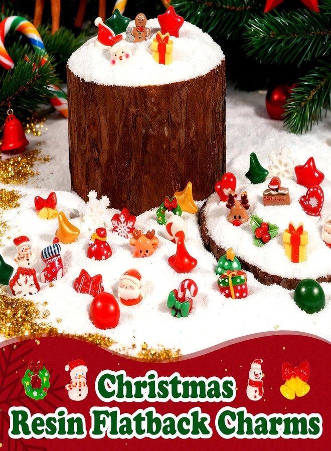 Bbiamsleep 120 Pcs Christmas Resin Flatback Charms Assorted Craft Christmas Resin Ornaments Miniature Ornaments Set for Holiday DIY Craft Supplies Xmas Decorations - Image 3